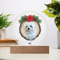 Christmas Circle Acrylic Plaque, Wooden Slice White Background