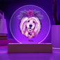 Christmas Circle Acrylic Plaque, Wooden Slice LED Purple