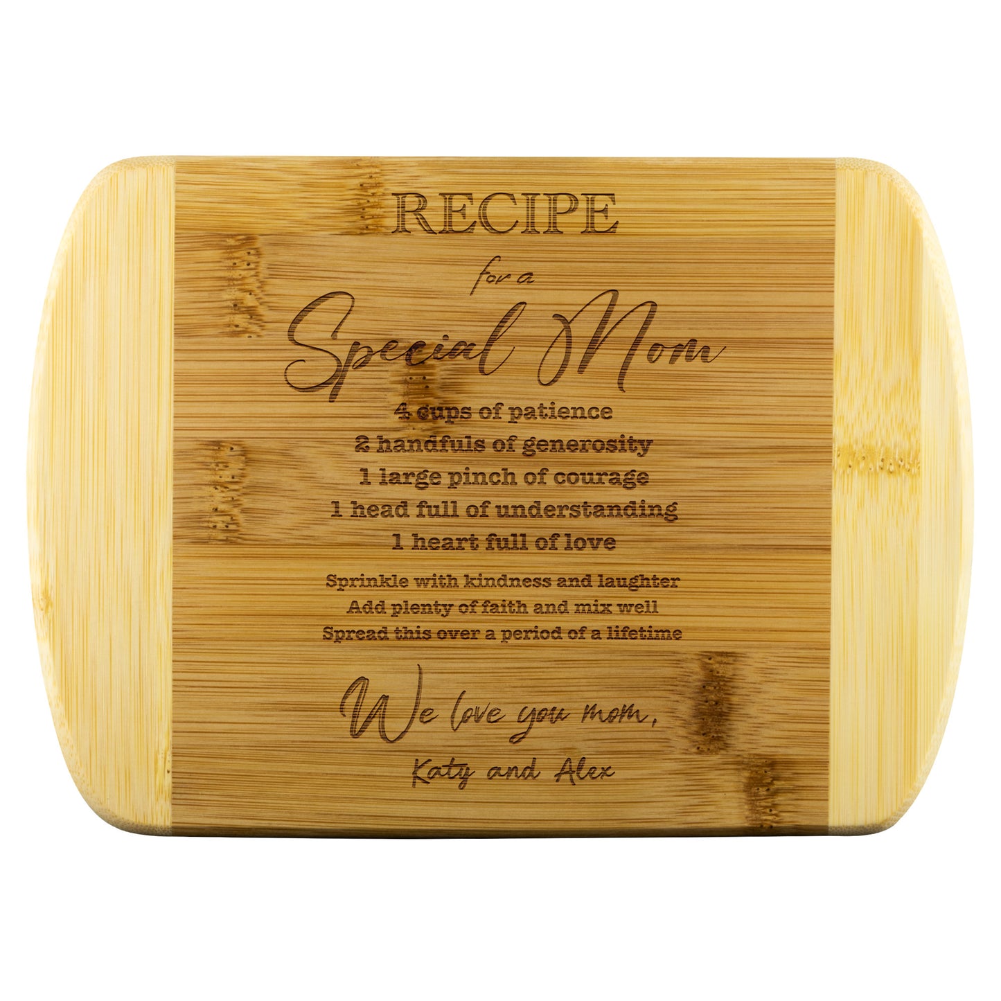 MOM'S PERSONALIZED ROUND EDGE BAMBOO CUTTING BOARD