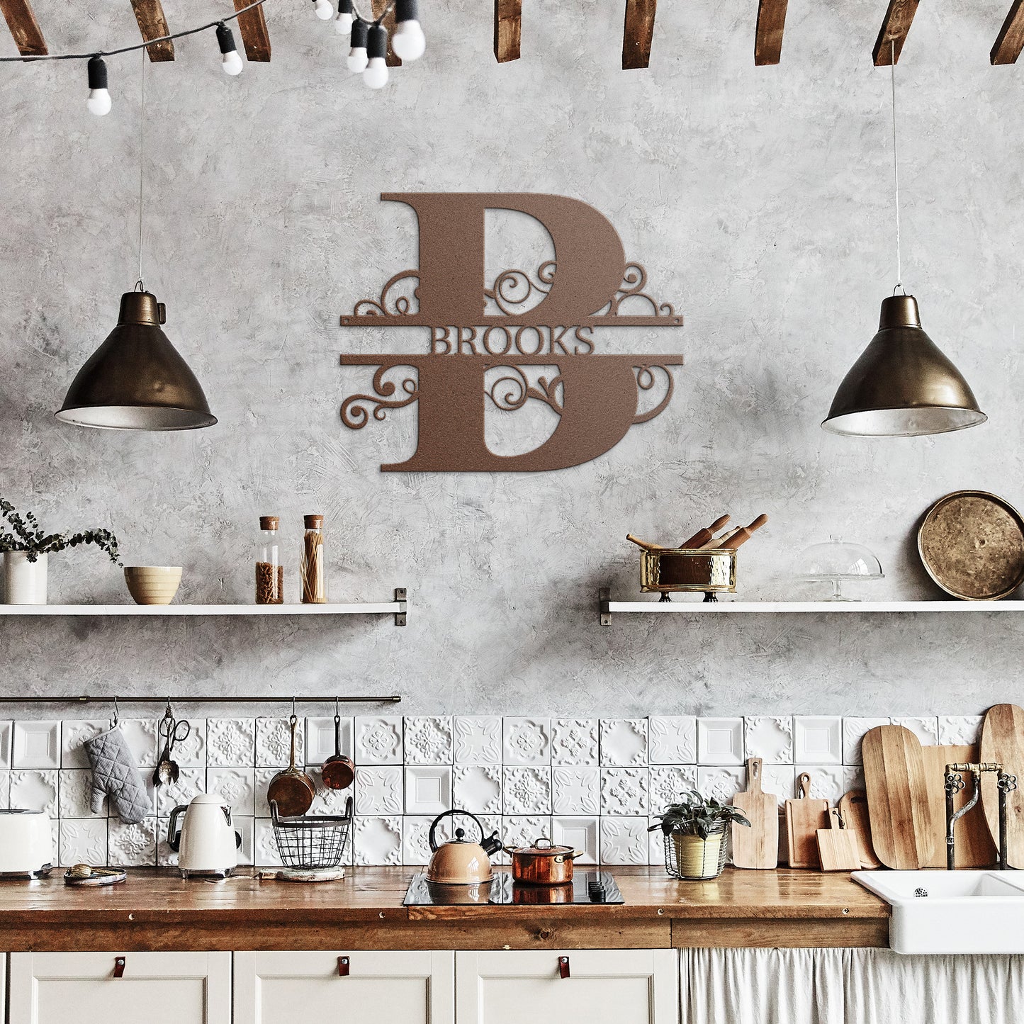 Split Monogram | Custom Metal Sign