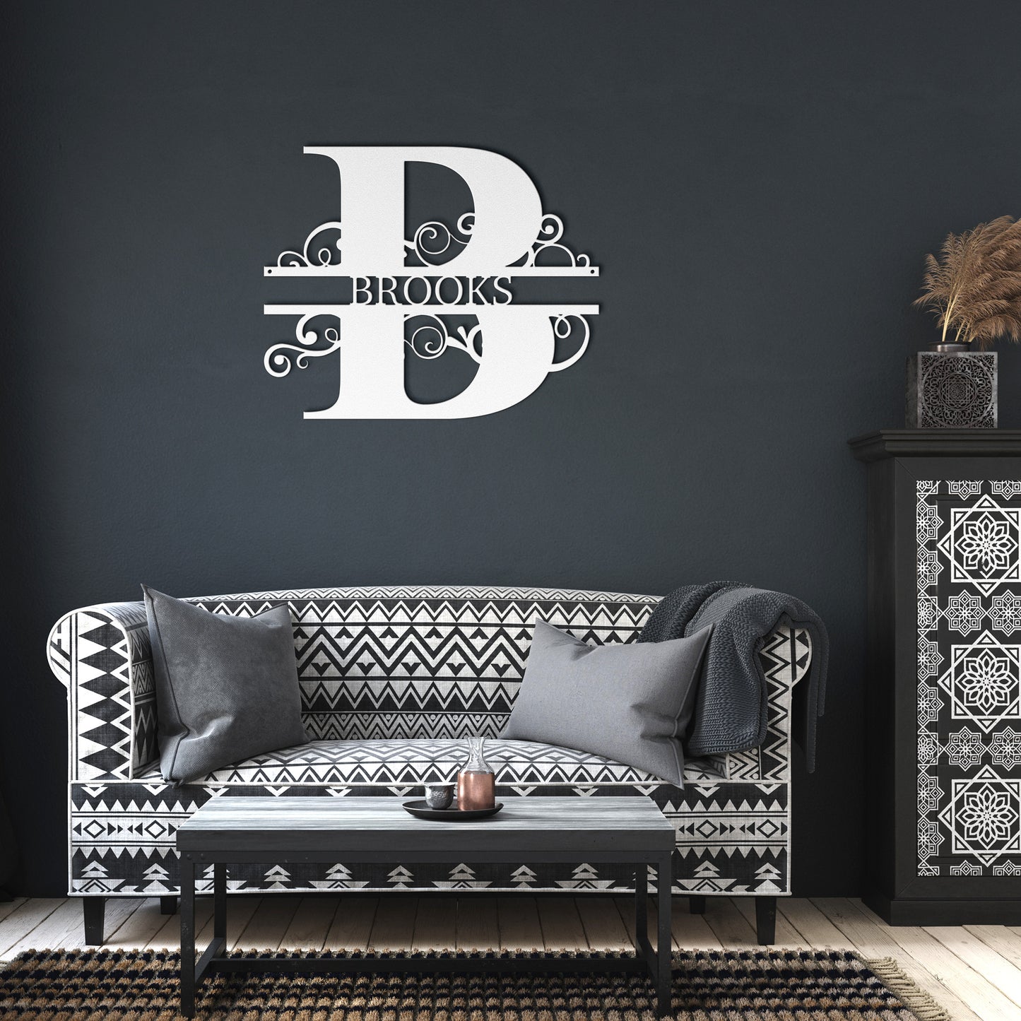 Split Monogram | Custom Metal Sign