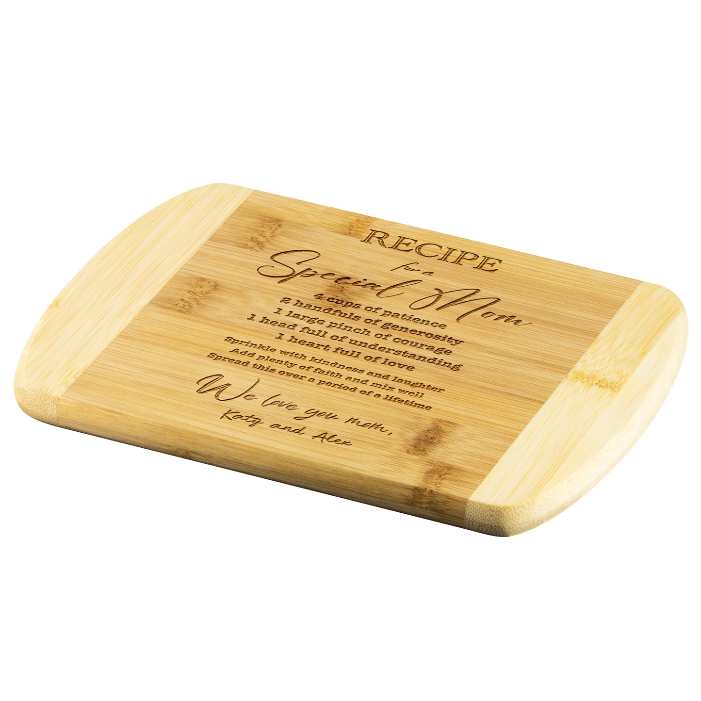 MOM'S PERSONALIZED ROUND EDGE BAMBOO CUTTING BOARD