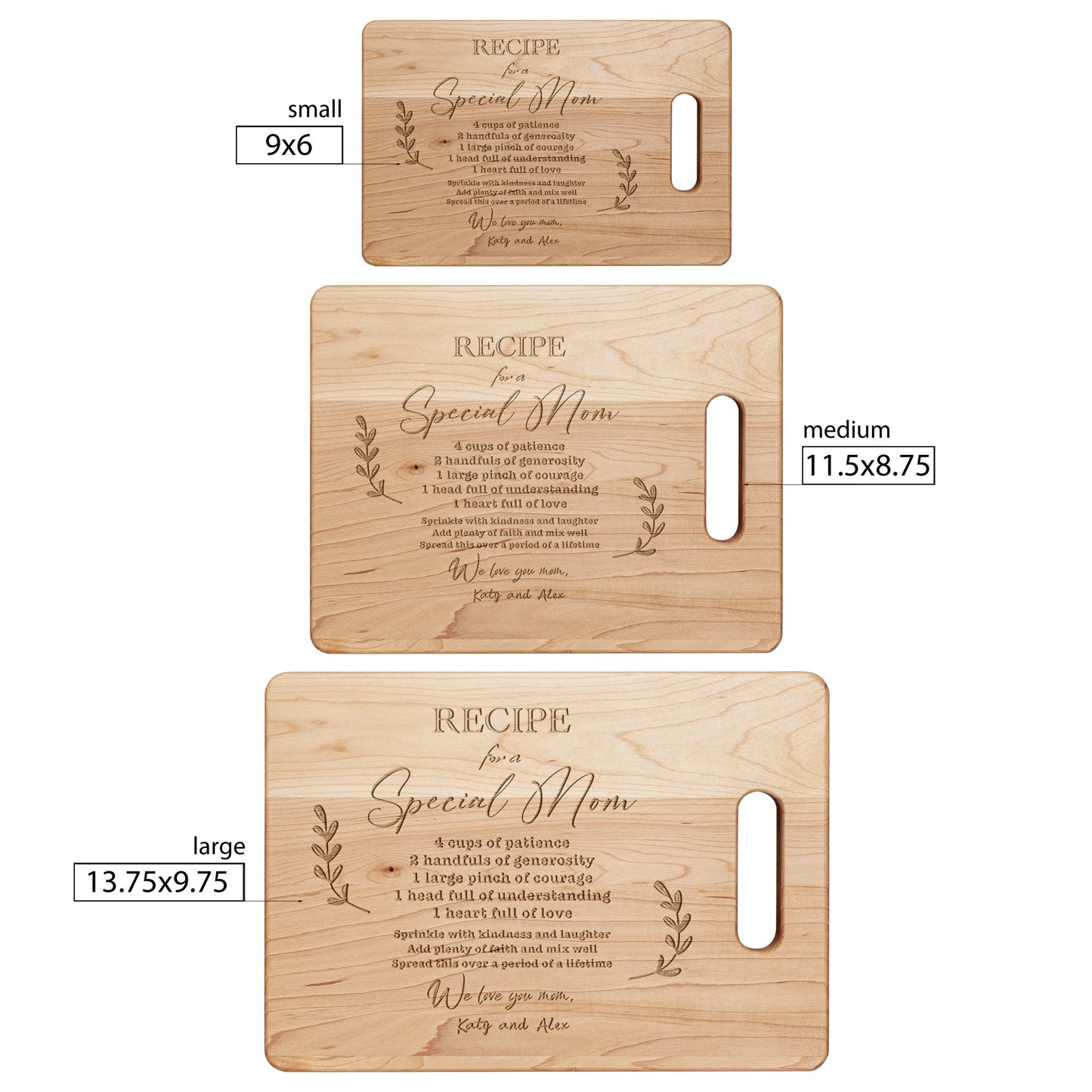 Mom's Personalized Maple Cutting Board