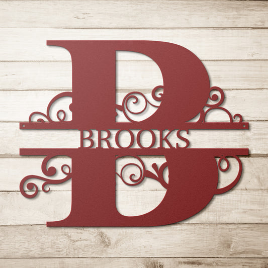 Split Monogram | Custom Metal Sign
